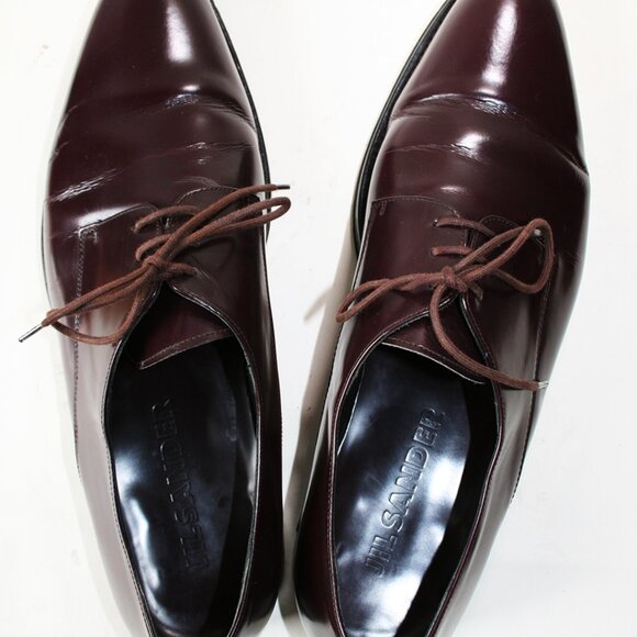 JIL SANDER POINTY TOE SIZE US#10.5 [EU#44] BURGUNDY-BROWN LACE-UP SHOES